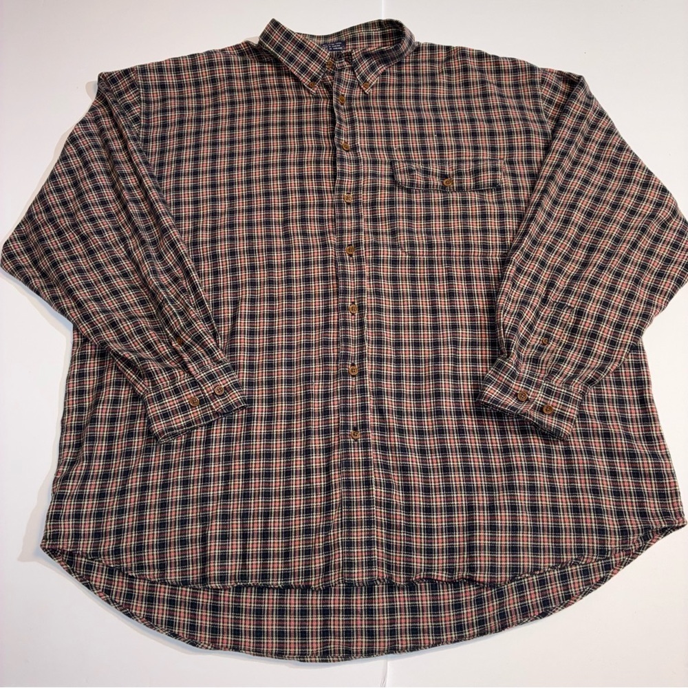 Cutter & Buck Button Down Blue Red Plaid Long Sleeve Size 2XB Business Casual